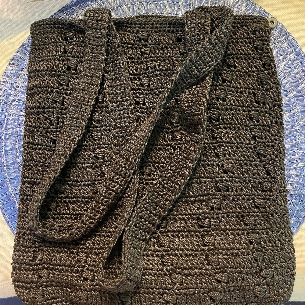 Black crocheted bag